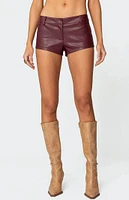 Edikted Melaney Faux Leather Micro Shorts