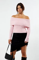 LA Hearts Calista Fold-Over Off-The-Shoulder Sweater