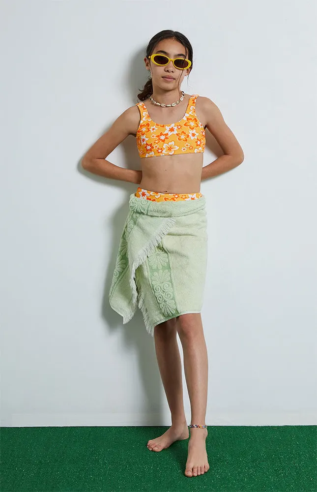 PacSun Kids Orange Floral Bikini Top & Bottom Set