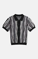 WeSC America Inc Black Rippled Short Sleeve Polo Cardigan