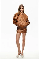 LIONESS Faux Leather Kenny Bomber Jacket