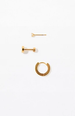 Pacsun 3 Piece Gold Mixed Earrings