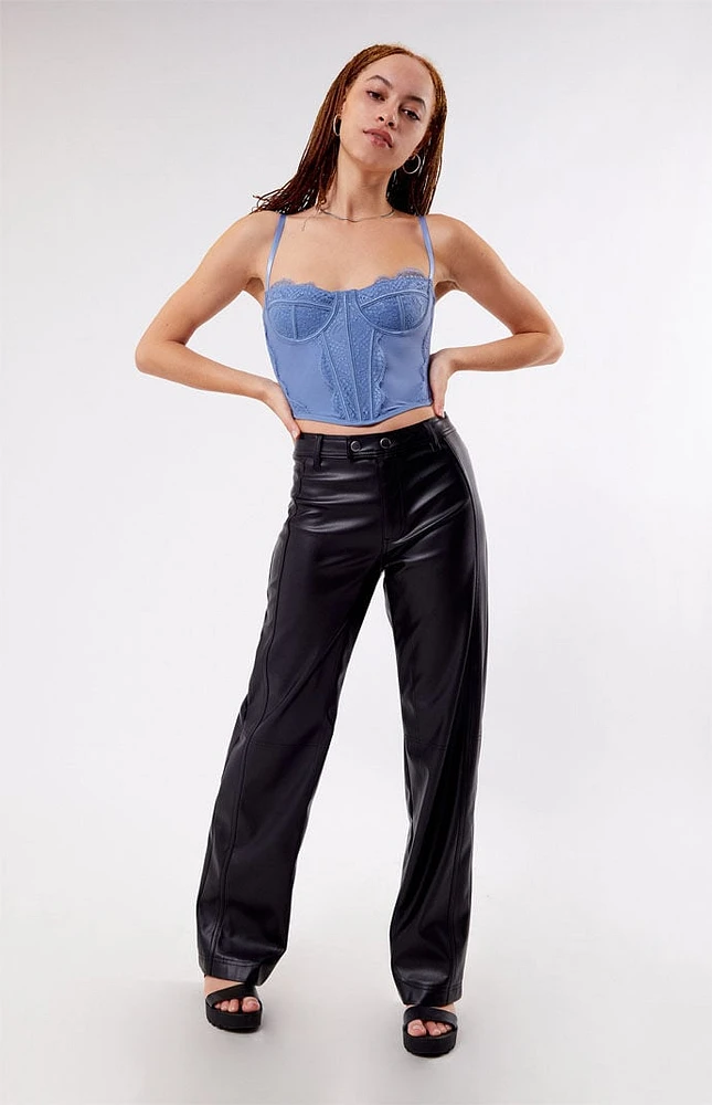 PacSun Faux Leather Low Rise Straight Leg Pants