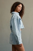 RARE DNM EDIT Studded Cropped Denim Trucker Jacket