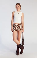 Pacsun Cow Print Low Rise Denim Micro Skirt