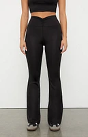 PAC 1980 WHISPER Active Black Cinched Front Flare Yoga Pants