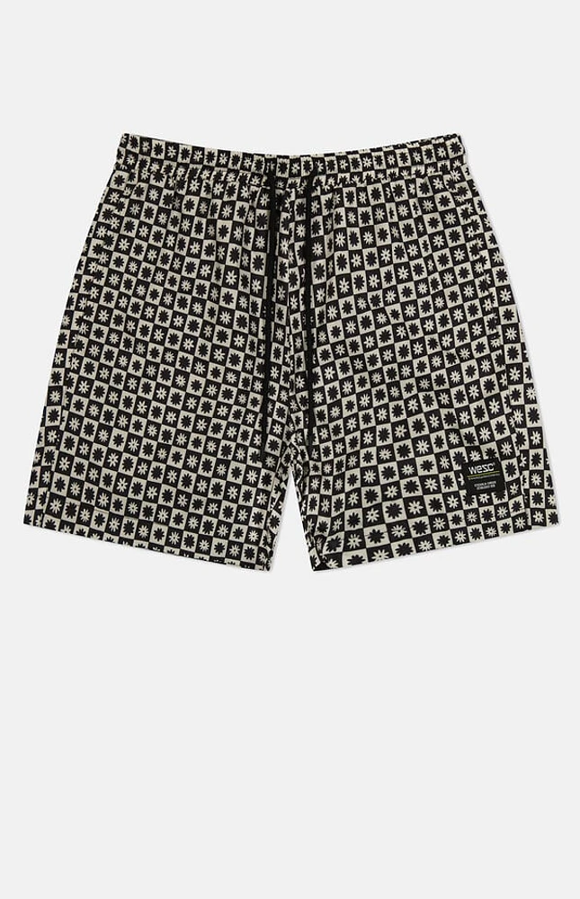 WeSC America Inc Zack Checker Daisies AOP 5" Swim Trunks