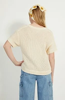 PacSun Kids Crochet Short Sleeve Oversized Sweater