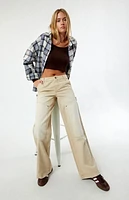 Pacsun Beige Low Rise Baggy Carpenter Jeans