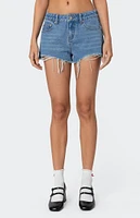 Edikted Fern Mid Rise Denim Shorts