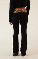 LA Hearts Leopard Print Fold-Over Flare Pants