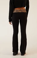 LA Hearts Leopard Print Fold-Over Flare Pants