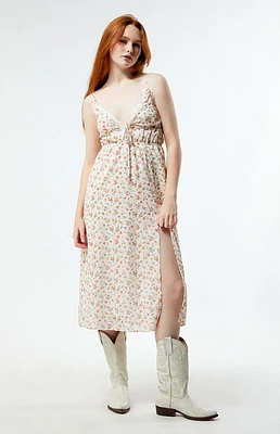 Daisy Street Floral Ruched Midi Dress