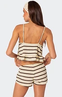 Edikted Kathy Striped Ruffle Hem Tank Top