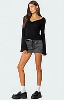 Edikted Bev Stretchy Denim Micro Skirt