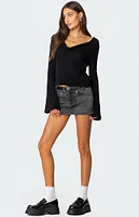 Edikted Bev Stretchy Denim Micro Skirt