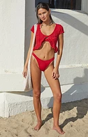 Pacsun Red Elise High Cut Bikini Bottom