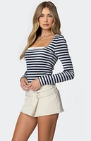 Edikted Buttoned Up Layered Striped Top