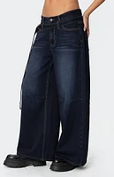 Edikted Super Baggy Belted Low Rise Jeans