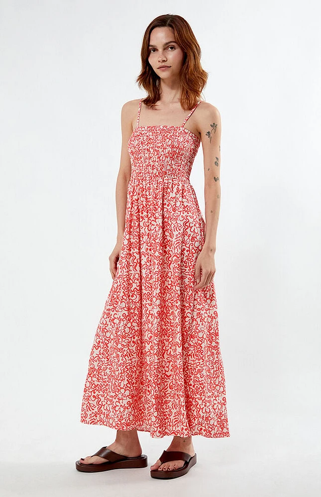 Rhythm Islander Floral Shirred Midi Dress