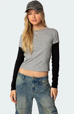 Edikted Lucine Layered Long Sleeve T-Shirt