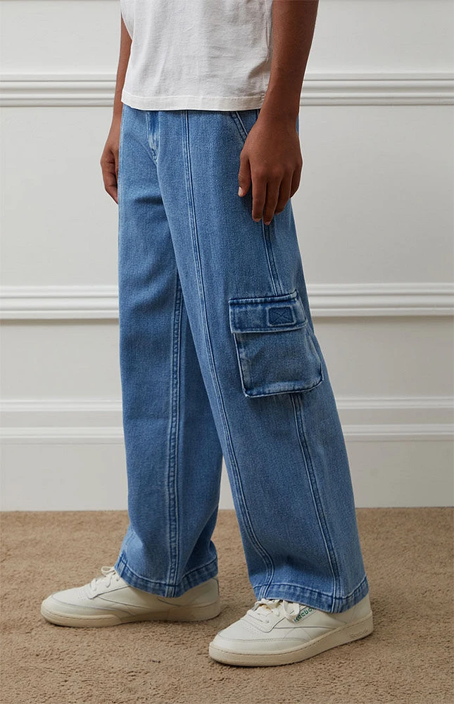 PacSun Kids Medium Indigo Baggy Cargo Jeans