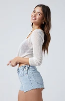 PacSun Light Indigo Lace Up Side High Waisted Denim Festival Shorts