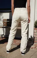 White Corduroy Straight Leg Pants