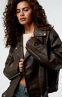 Glamorous Brown Faux Leather Moto Jacket