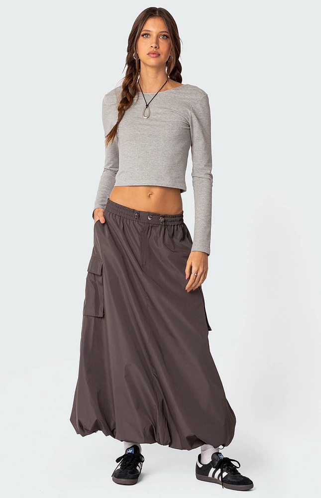 Edikted Bubble Cargo Nylon Maxi Skirt