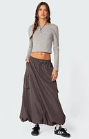 Edikted Bubble Cargo Nylon Maxi Skirt