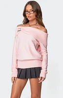 Edikted Marilyn Buckled Off Shoulder Sweater