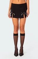 Edikted Yvette Bow Slitted Mini Skirt
