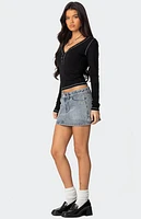 Edikted Yael Contrast Stitch Henley Top