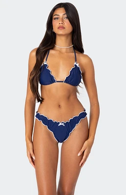 Edikted Golden Ruffle Edge Triangle Bikini Top