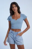 PacCares Seamless Notched Cropped T-Shirt