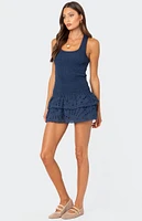 Edikted Scrunchy Ruffled Eyelet Mini Dress