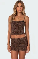 Edikted Edin Leopard Print Mesh Bra Top