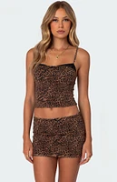 Edikted Edin Leopard Print Mesh Bra Top