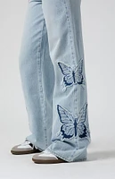 PacSun Casey Butterfly Low Rise Baggy Jeans Light Indigo