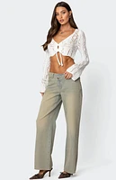 Edikted Tie Front Crochet Crop Top
