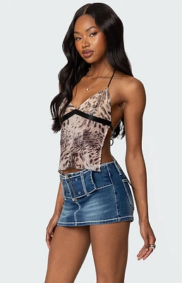 Edikted Ziena Leopard Printed Backless Top