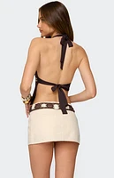 Edikted Pearlsy Button Backless Halter Top