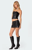 Edikted Moss Faux Leather Mini Skort
