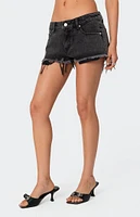 Edikted Exposed Pockets Low Rise Denim Shorts