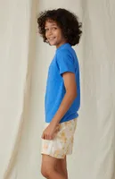 PacSun Kids Tan Palm Island Elastic Waist Boardshorts