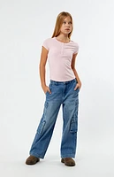 Pacsun Kids Medium Indigo Baggy Cargo Jeans