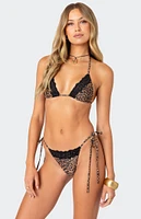 Edikted Lacey Leopard Triangle Bikini Top