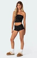 Edikted Aislinn Printed Waffle Shorts