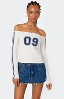 Edikted '90s Off Shoulder Long Sleeve T-Shirt